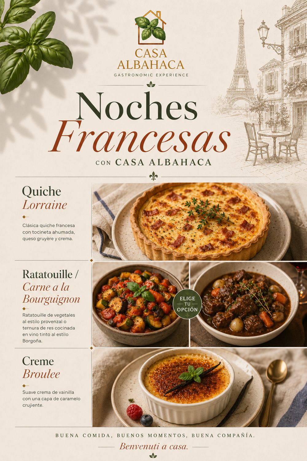 Menú Noche Francesa